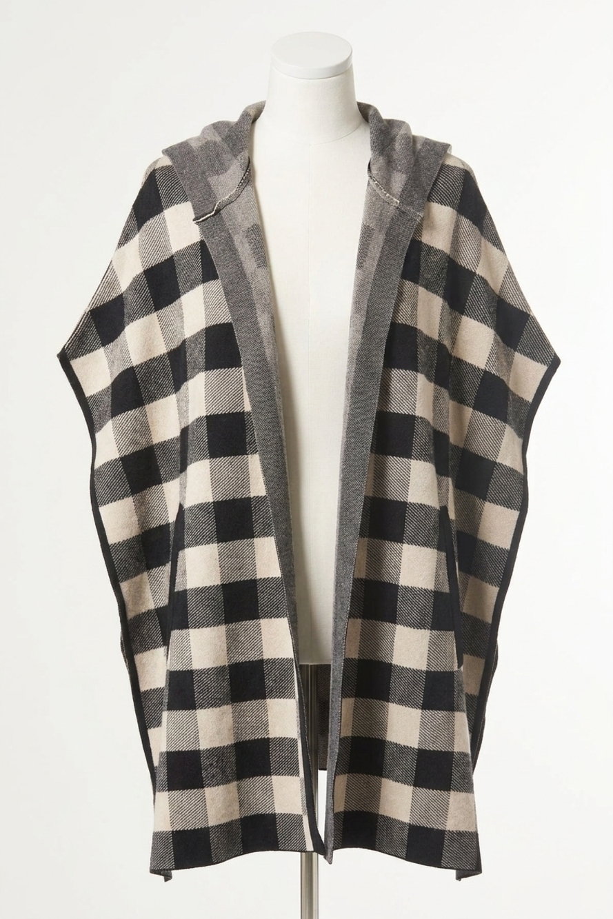 NEW COCO + CARMEN bianca plaid cardigan in black/beige